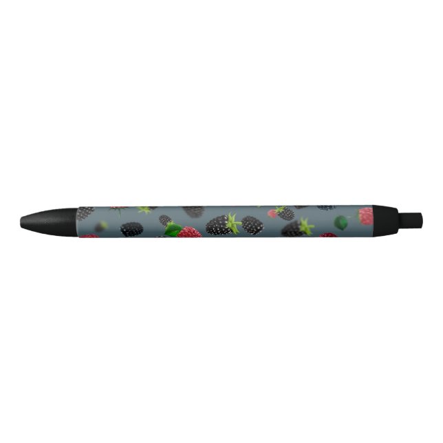 Stylo Noir Motif framboise 2 (Devant)