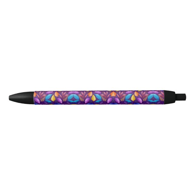 Stylo Noir Motif génétique coloré (Devant)