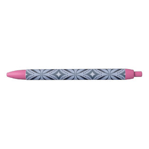 Stylo Noir Motif géométrique bleu de style rétro