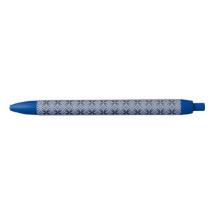 Stylo Noir Motif géométrique bleu de style rétro