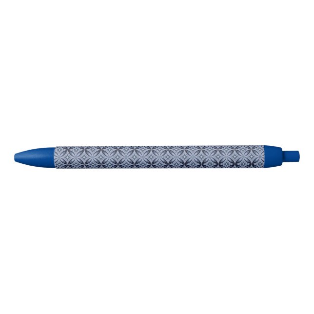 Stylo Noir Motif géométrique bleu de style rétro (Devant)