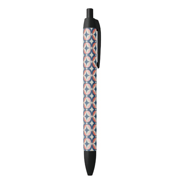 Stylo Noir Motif géométrique bleu et de corail (Bas (Vertical))