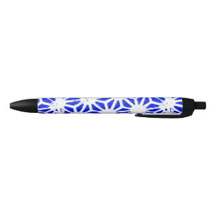 Stylo Noir Motif géométrique bleu royal