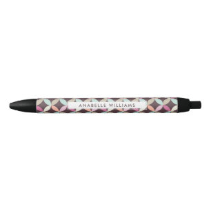 Stylo Noir Motif géométrique coloré amusant