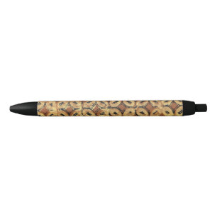 Stylo Noir Motif géométrique de batik de grain de café vintag