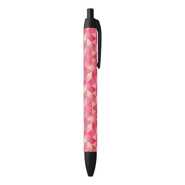 Stylo Noir Motif géométrique de fleur (Bas (Vertical))