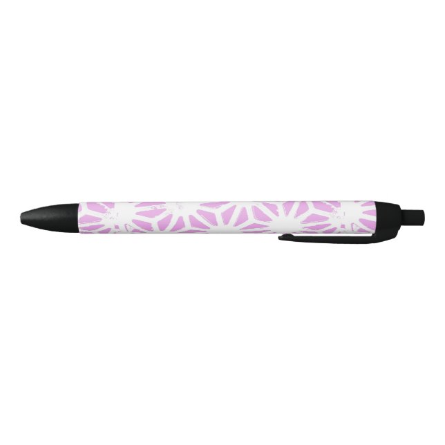 Stylo Noir Motif géométrique rose (Bas)