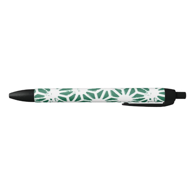 Stylo Noir Motif géométrique vert et blanc (Bas)