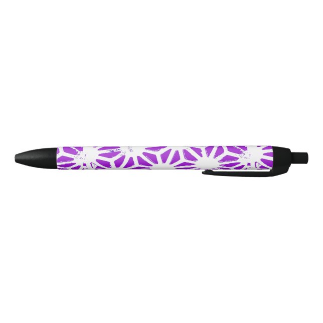Stylo Noir Motif géométrique violet royal (Bas)