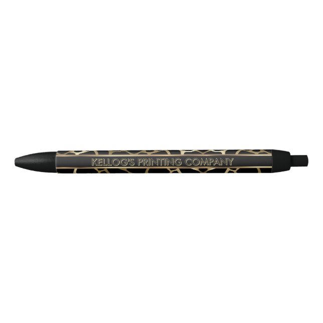 Stylo Noir Motif girafe noir et or (Devant)
