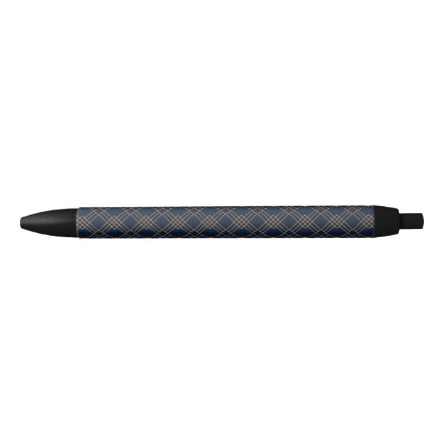 Stylo Noir Motif Gold art déco sur arrière - plan bleu foncé (Devant)