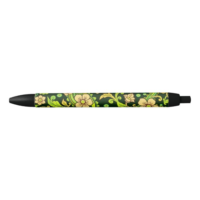Stylo Noir Motif Green Paisley (Devant)