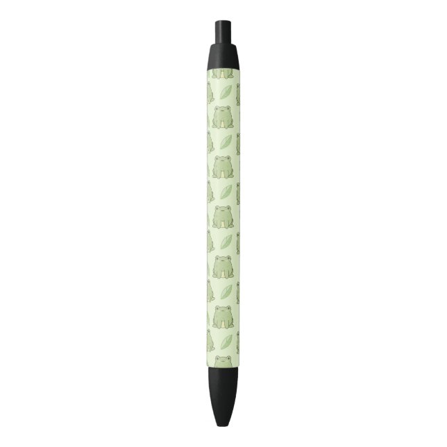 Stylo Noir Motif Grenouille Et Feuille (devant Vertical)