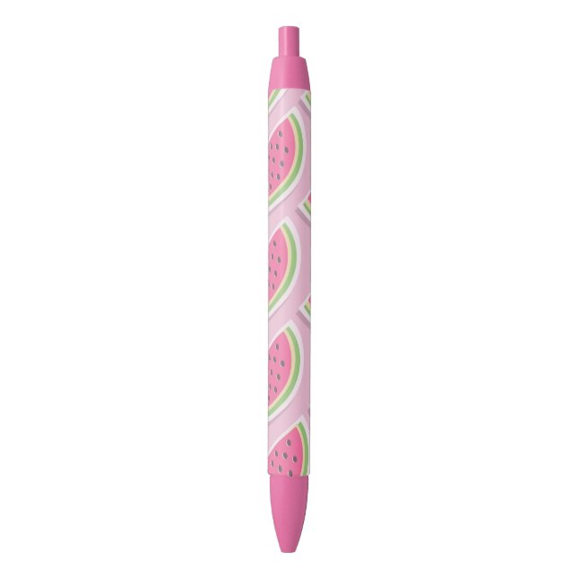 Stylo Noir Motif joli pastèque rose (devant Vertical)