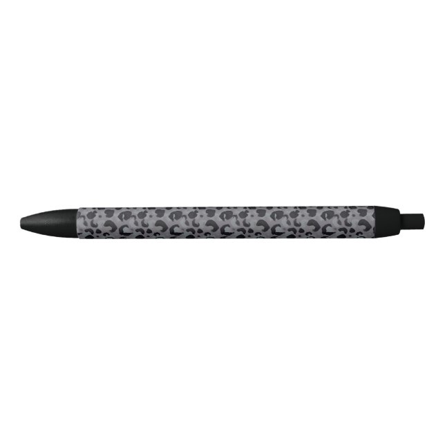 Stylo Noir Motif Léopard Guépard Gris Foncé Noir (Devant)