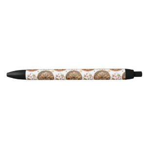 Stylo Noir Motif Mandala d'automne