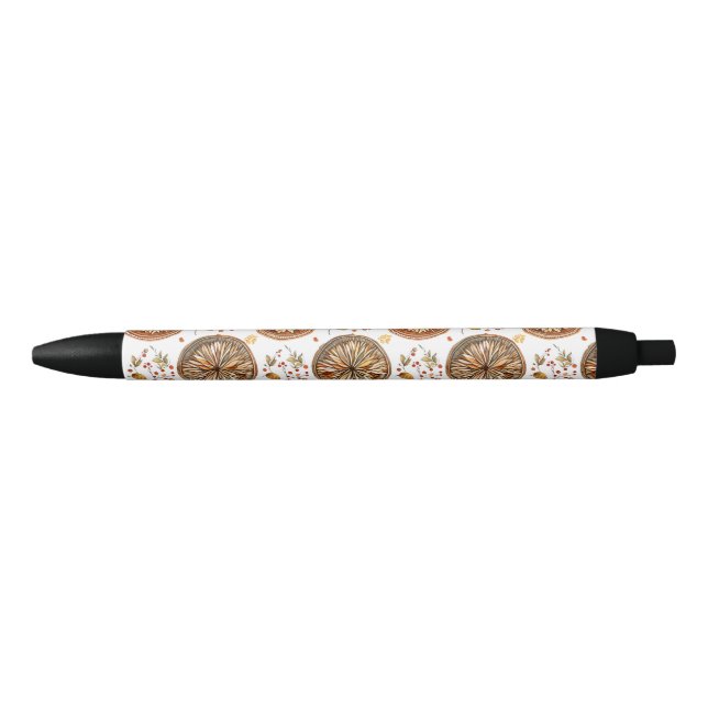 Stylo Noir Motif Mandala d'automne (Devant)