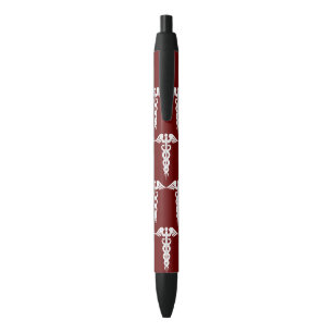 Stylo Noir Motif Médicale de symbole de caducée d'infirmiè