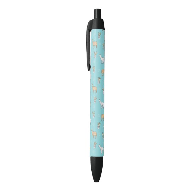 Stylo Noir Motif mignon de cactus de lama d'alpaga (Haut (Vertical))