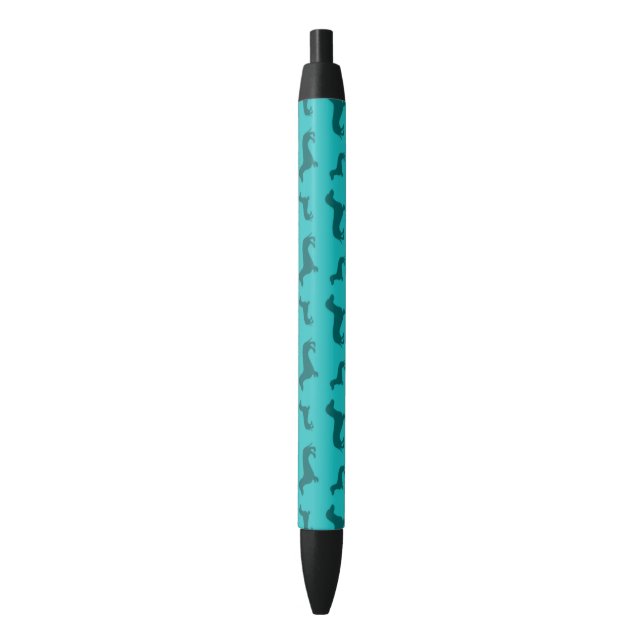 Stylo Noir Motif mignon de teckel de turquoise (devant Vertical)