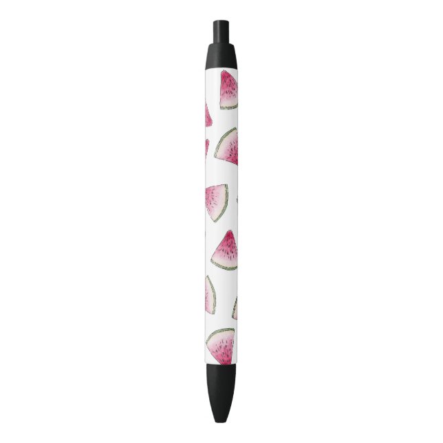 Stylo Noir Motif mignon estival de tranches de pastèque (devant Vertical)
