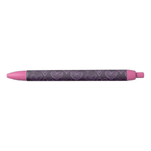 Stylo Noir Motif moderne de coeur foncé violet