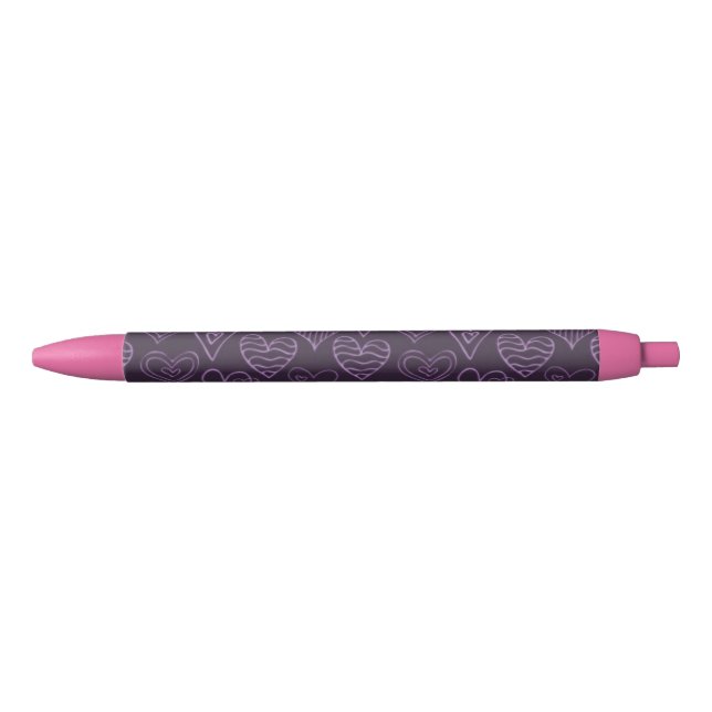 Stylo Noir Motif moderne de coeur foncé violet (Devant)
