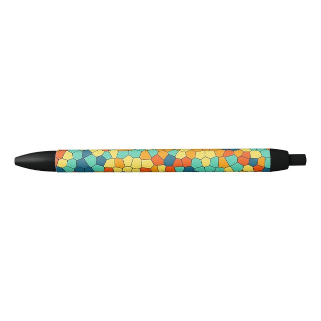 Stylo Noir Motif mosaïque vibrant (Devant)
