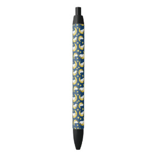 Stylo Noir Motif mouton, Mouton couché, Lune, Étoiles