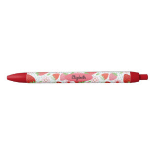 Stylo Noir Motif mûre Red Strawberry