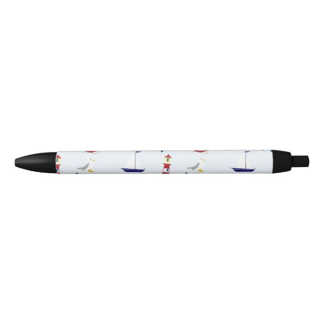 Stylo Noir Motif nautique (Devant)