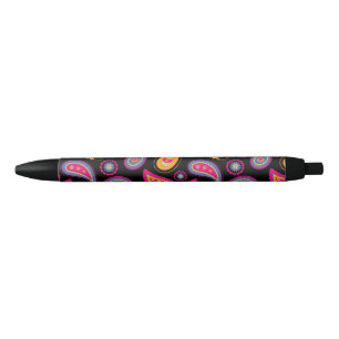 Stylo Noir Motif Paisley sans couture Coloré