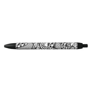 Stylo Noir Motif Patchwork Noir & Blanc 02