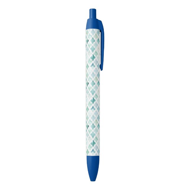Stylo Noir Motif peint à la main de turquoise (Bas (Vertical))