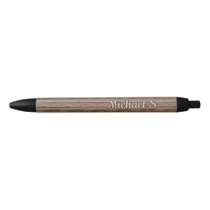 Stylo Noir Motif personnalisé de grain de bois vintage