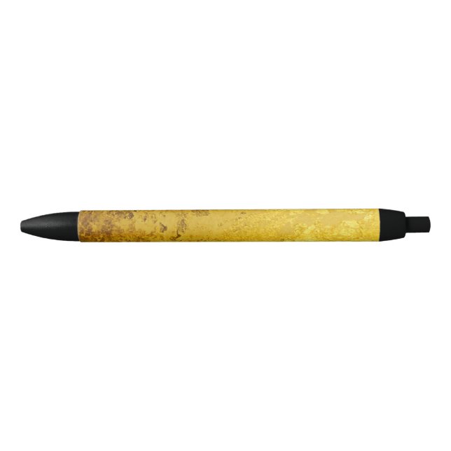 Stylo Noir Motif PURE FEUILLE D'OR + votre texte / photo (Devant)