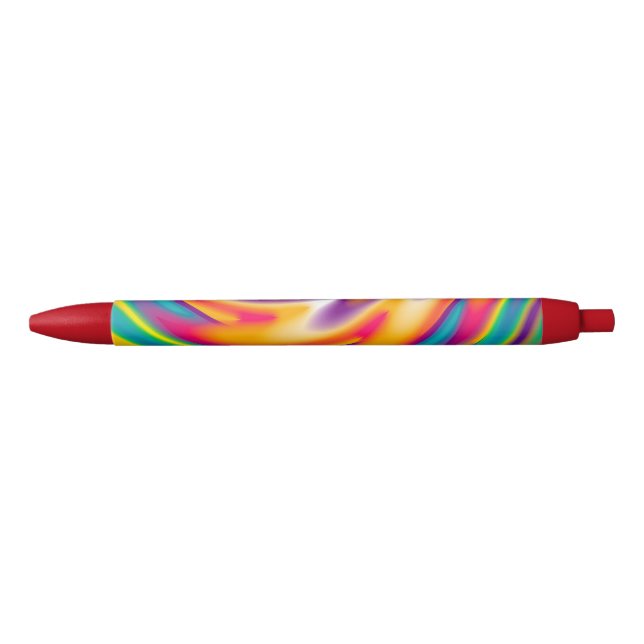 Stylo Noir Motif radial coloré (Devant)