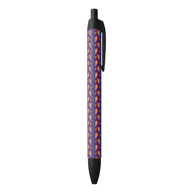 Stylo Noir Motif Rainbow Hearts (Bas (Vertical))