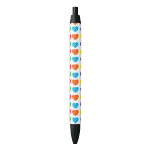Stylo Noir Motif Rainbow Hearts