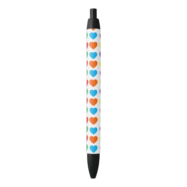 Stylo Noir Motif Rainbow Hearts (devant Vertical)