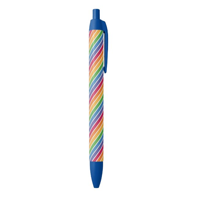 Stylo Noir Motif Rainbow Stripes (Bas (Vertical))