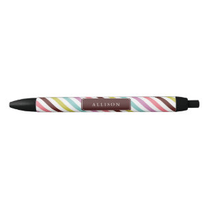 Stylo Noir Motif Rainbow Stripes personnalisé