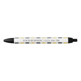 Stylo Noir Motif rayé jaune Personnalisé