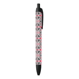 Stylo Noir Motif rétro à point rouge et noir