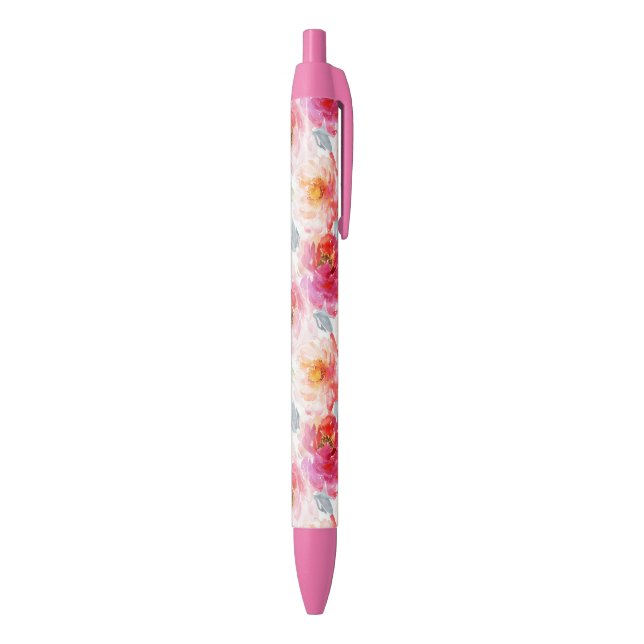 Stylo Noir Motif rose Aquarelle Peony (Bas (Vertical))