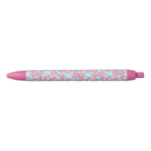 Stylo Noir Motif rose Chido d'Axolotl de Chibi