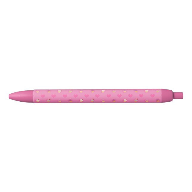 Stylo Noir Motif rose de petit gâteau (Devant)