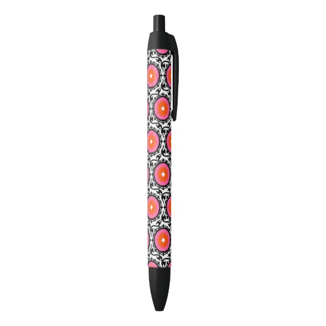 Stylo Noir Motif rose de Suzani (Bas (Vertical))