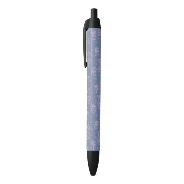 Stylo Noir Motif rose et pourpre de cactus de bande dessinée (Haut (Vertical))