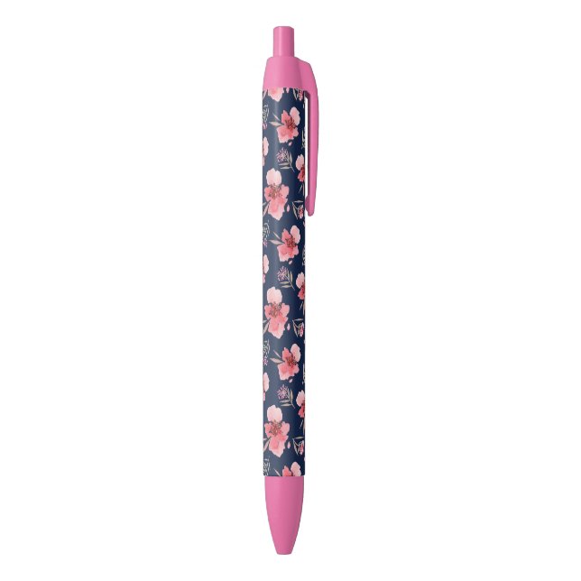 Stylo Noir Motif rose foncé d'aquarelle (Bas (Vertical))